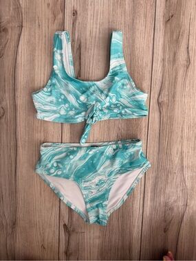 Va Va Voom Aqua Marble Tie-Front Two-Piece Bikini